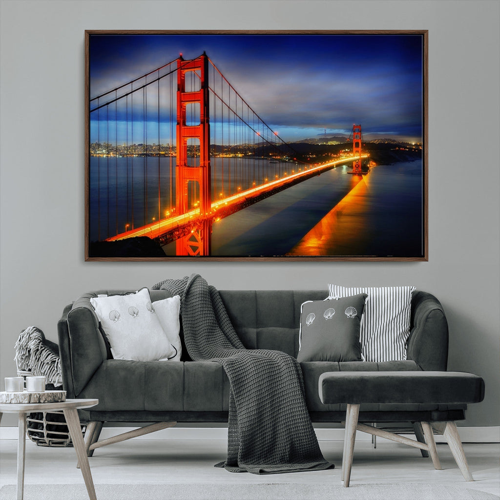 Large Wall Art San Francisco Canvas Print - Wonderful Golden Gate Bridge at Twilight
