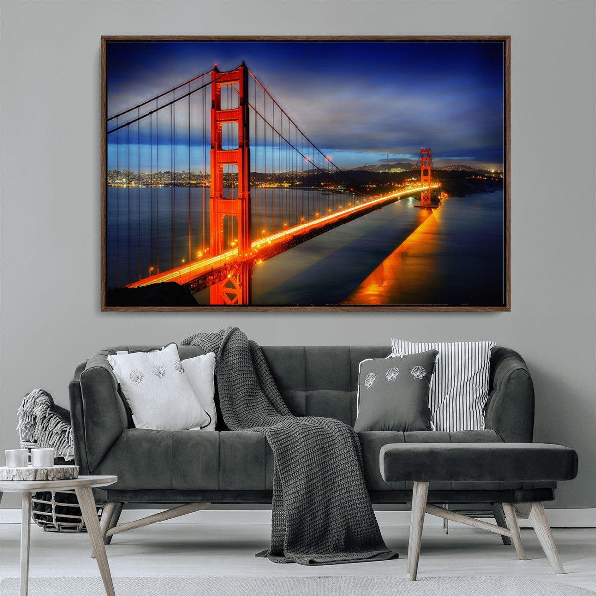 Large Wall Art San Francisco Canvas Print - Wonderful Golden Gate Bridge at Twilight
