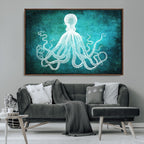 Green Octopus Abstract Wall Art Canvas Print