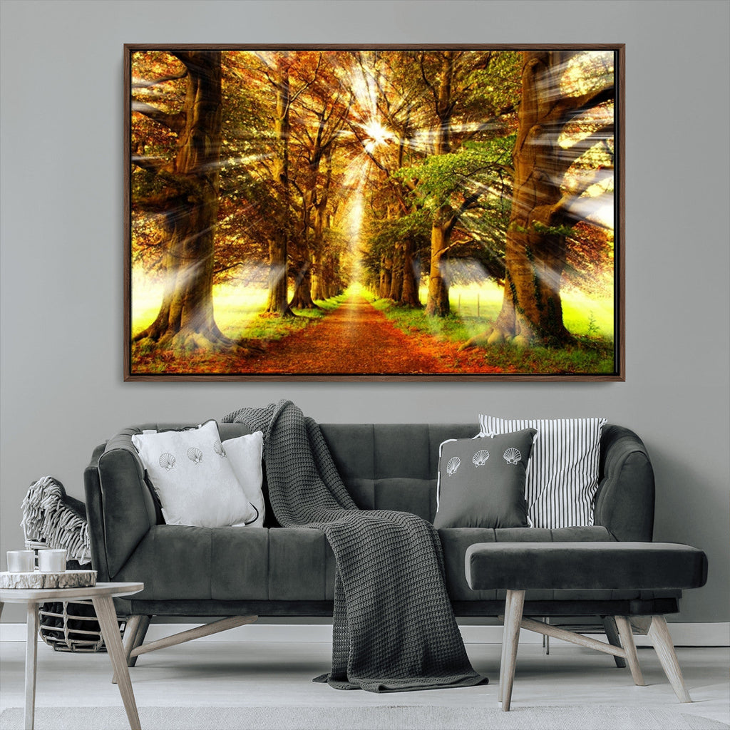 Sunshine in Forest and Trees Wall Art Canvas Print