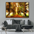 Sunshine in Forest and Trees Wall Art Canvas Print