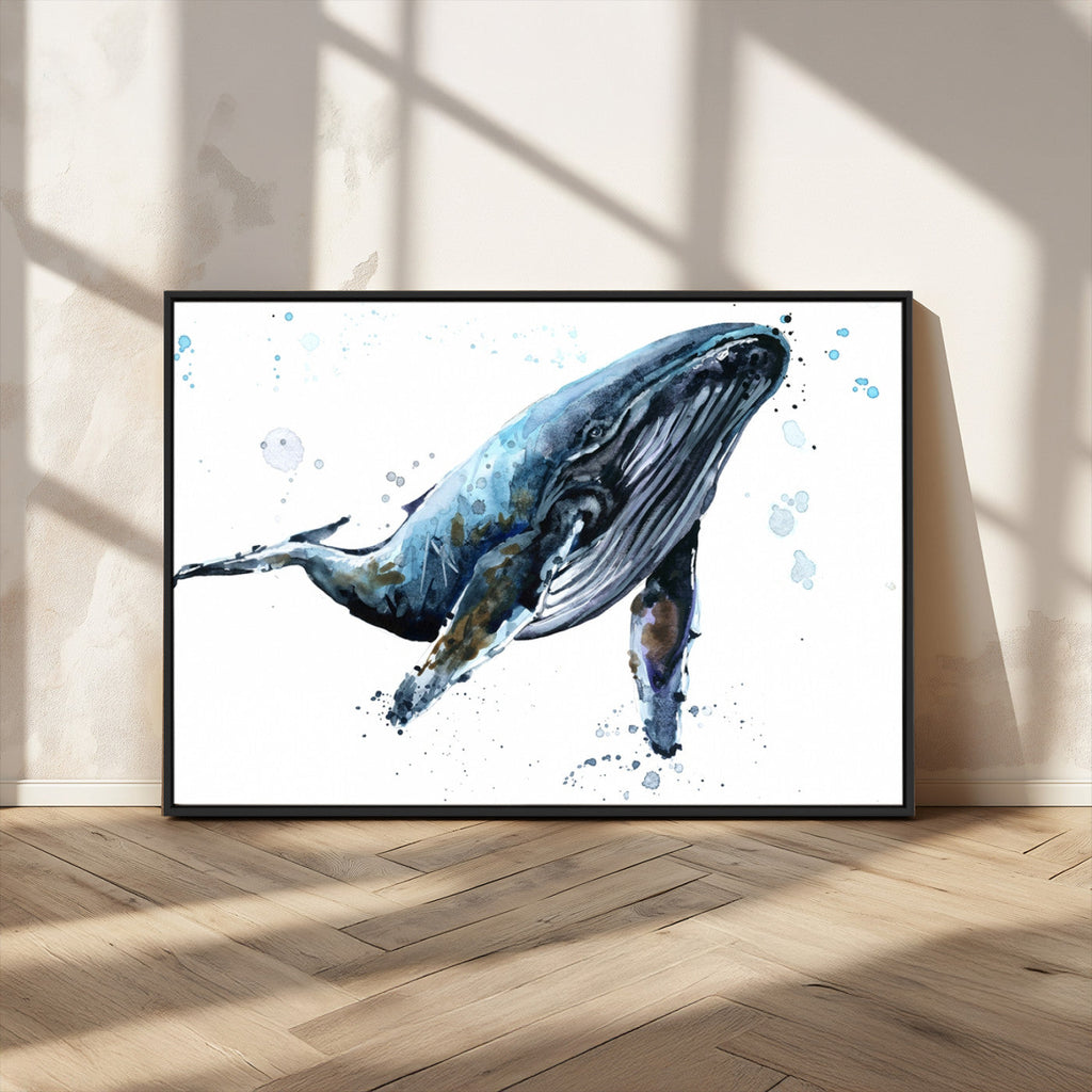 Watercolor Whale Wall Art Canvas Print
