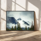 Mountain Mist Canvas Wall Art Print | 3-Panel Foggy Forest and Mountain Landscape