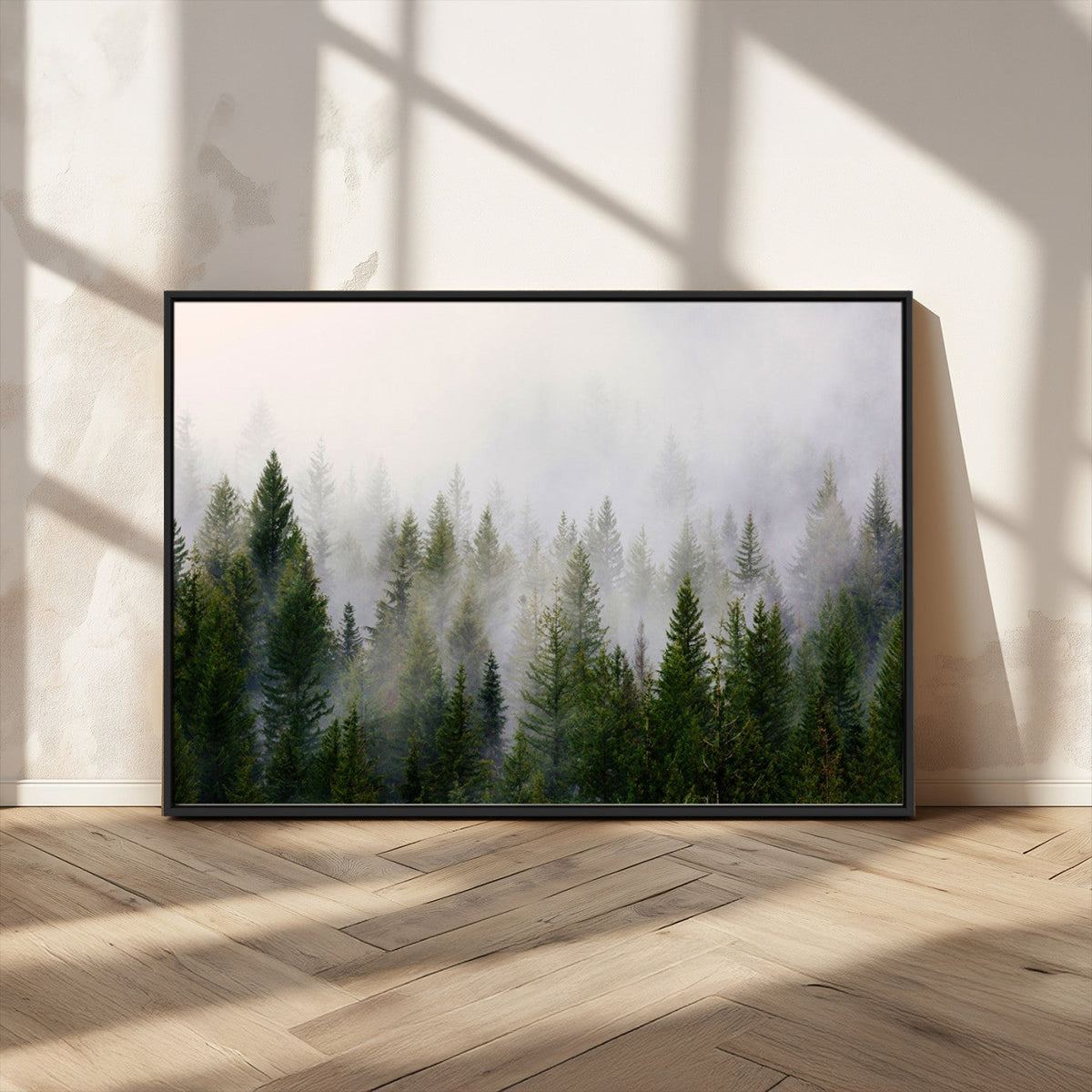 Forest Wall Art Canvas Print | Foggy Forest Wall Art | Pine Wood Forest Print