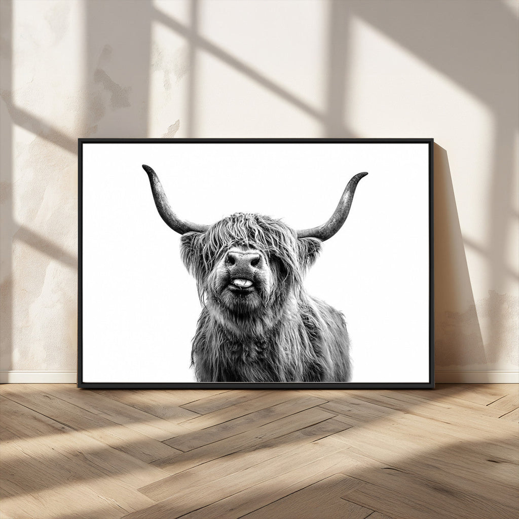 Fanny Scottish Highland Cow Cattle Art Print Farmhouse Wall Art Canvas Print