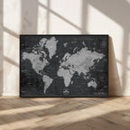 World Map Canvas Print, Detailed Map of the World Wall Art for Home or Office