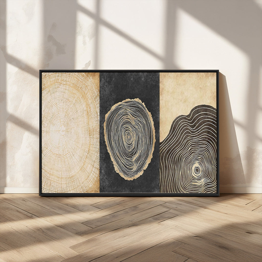 Tree Rings Canvas Wall Art Print, Minimalist Natural History in Modern Decor