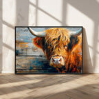 Highland Cow Abstract Canvas Wall Art, Bold Farmhouse Decor