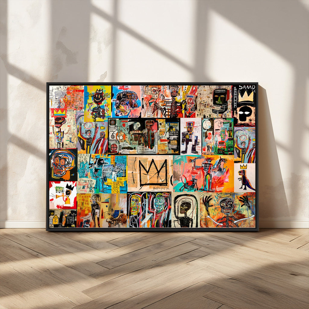 Abstract Art Collage Wall Art Canvas Print, Urban Graffiti Style