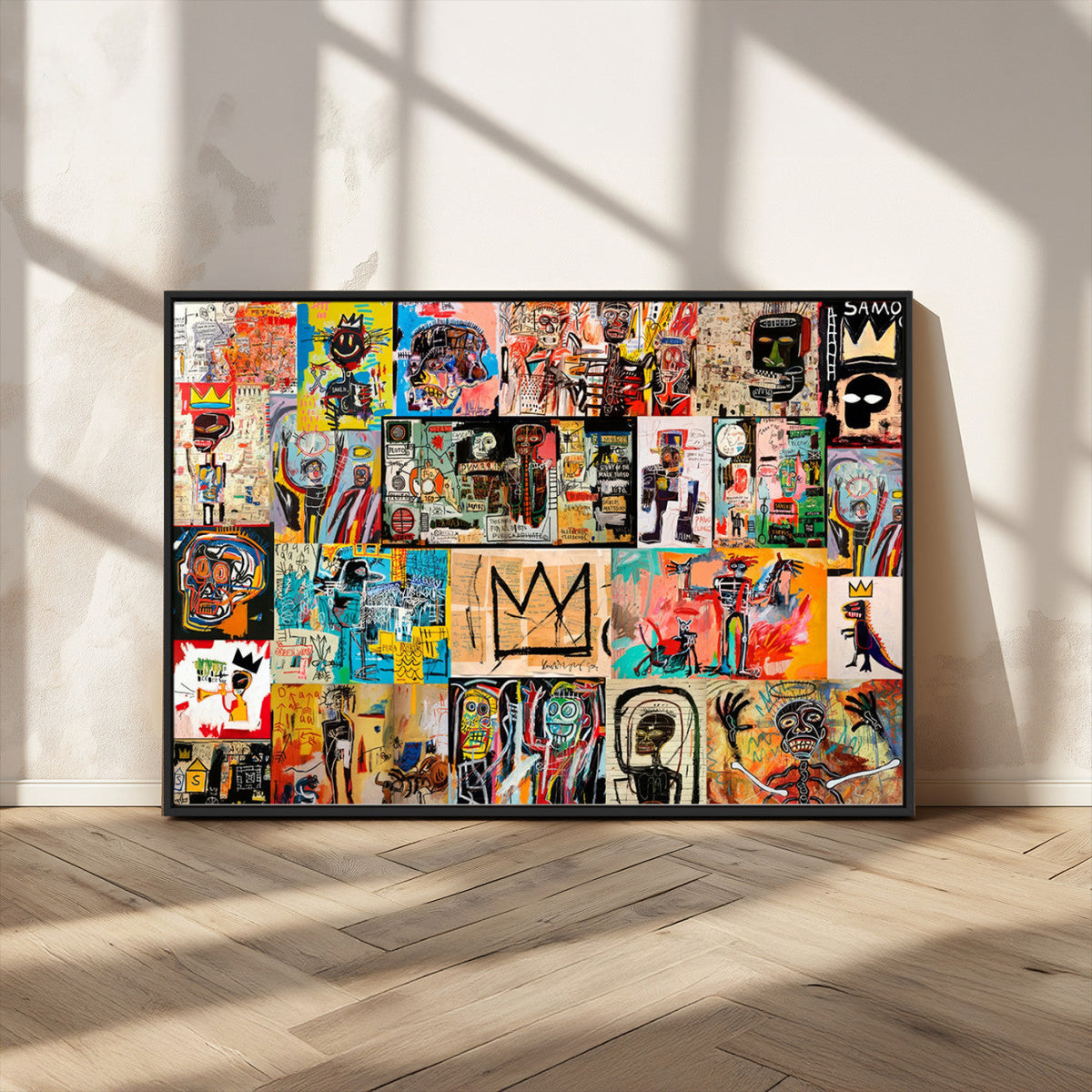 Abstract Art Collage Wall Art Canvas Print, Urban Graffiti Style