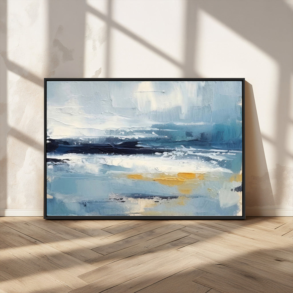 Abstract Ocean Canvas Wall Art - Coastal Blue and Gold