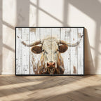 Rustic Longhorn Bull Wall Art Canvas Set