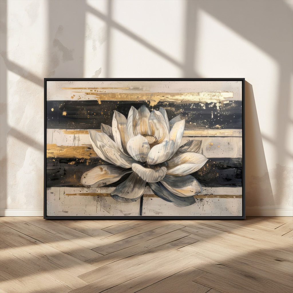 Lotus Flower Wall Art | Framed Abstract Floral Canvas