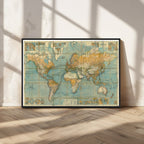 Push Pin World Map Canvas Print | Travel Tracker Wall Art for Couples