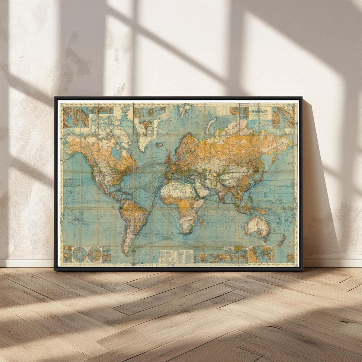 Push Pin World Map Canvas Print | Travel Tracker Wall Art for Couples