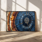 Framed Abstract Tree Ring Wall Art Print, Natural Rustic Wood Grain Canvas Print