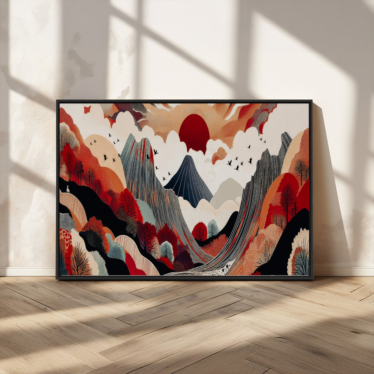 Abstract Mountain Wall Art Canvas Print | Vibrant Stylized Landscape