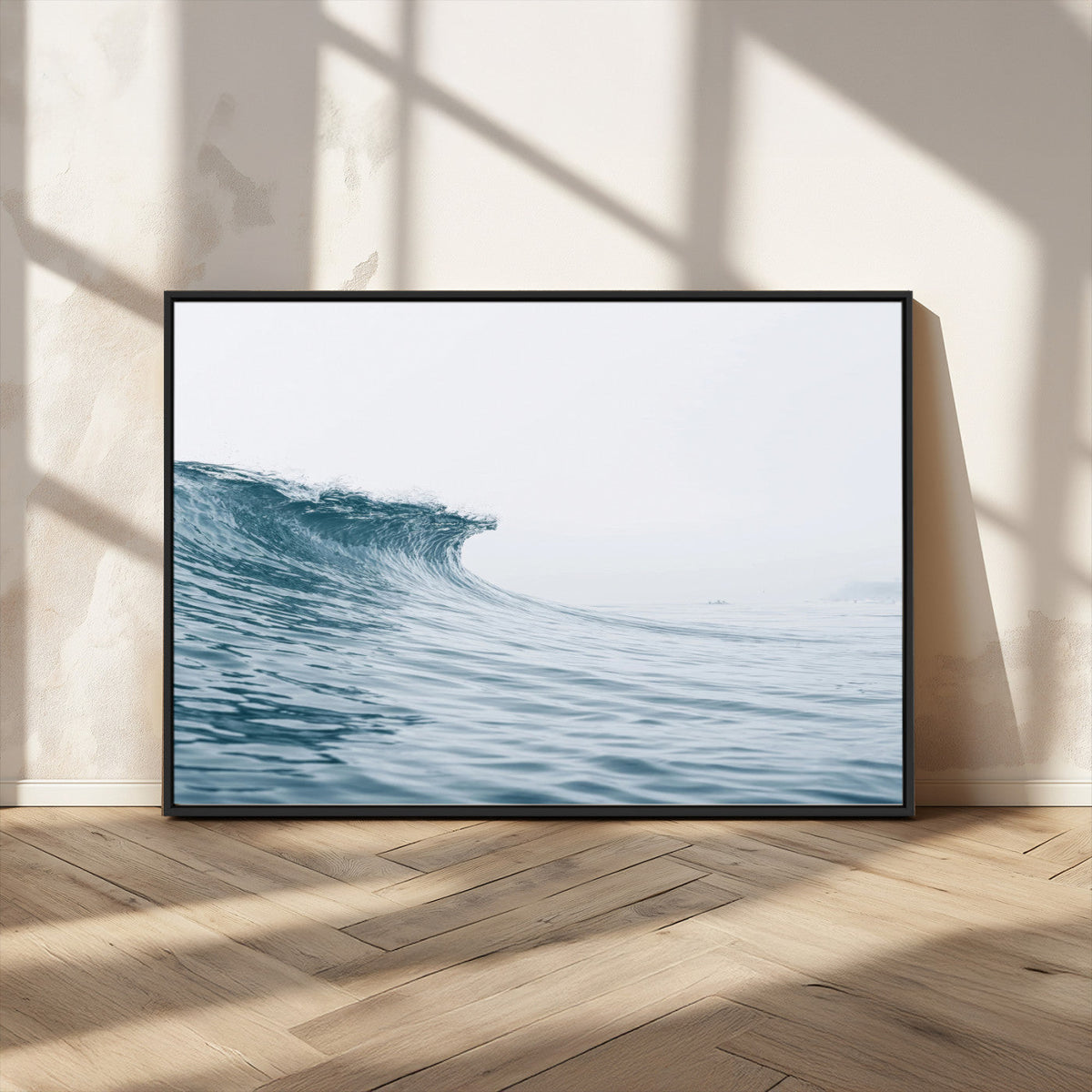 Ocean Wave Wall Art Canvas Print, Framed Coastal Decor Art, Modern Minimalist Ocean