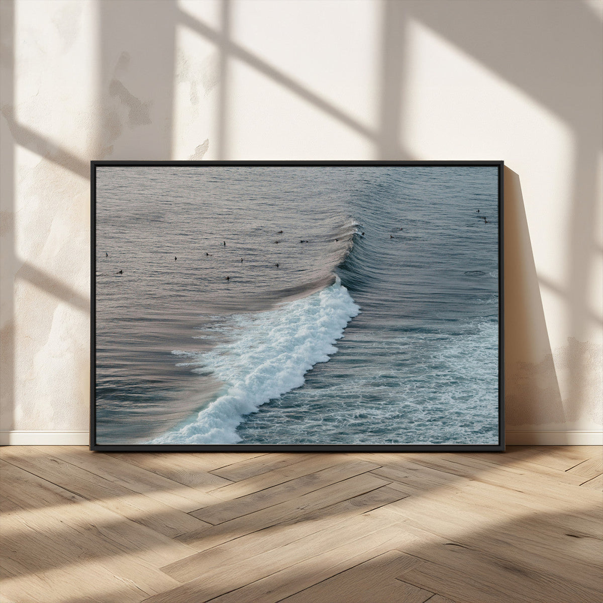 Ocean Waves Wall Art Canvas Print, Framed Coastal Serenity Surf Scene
