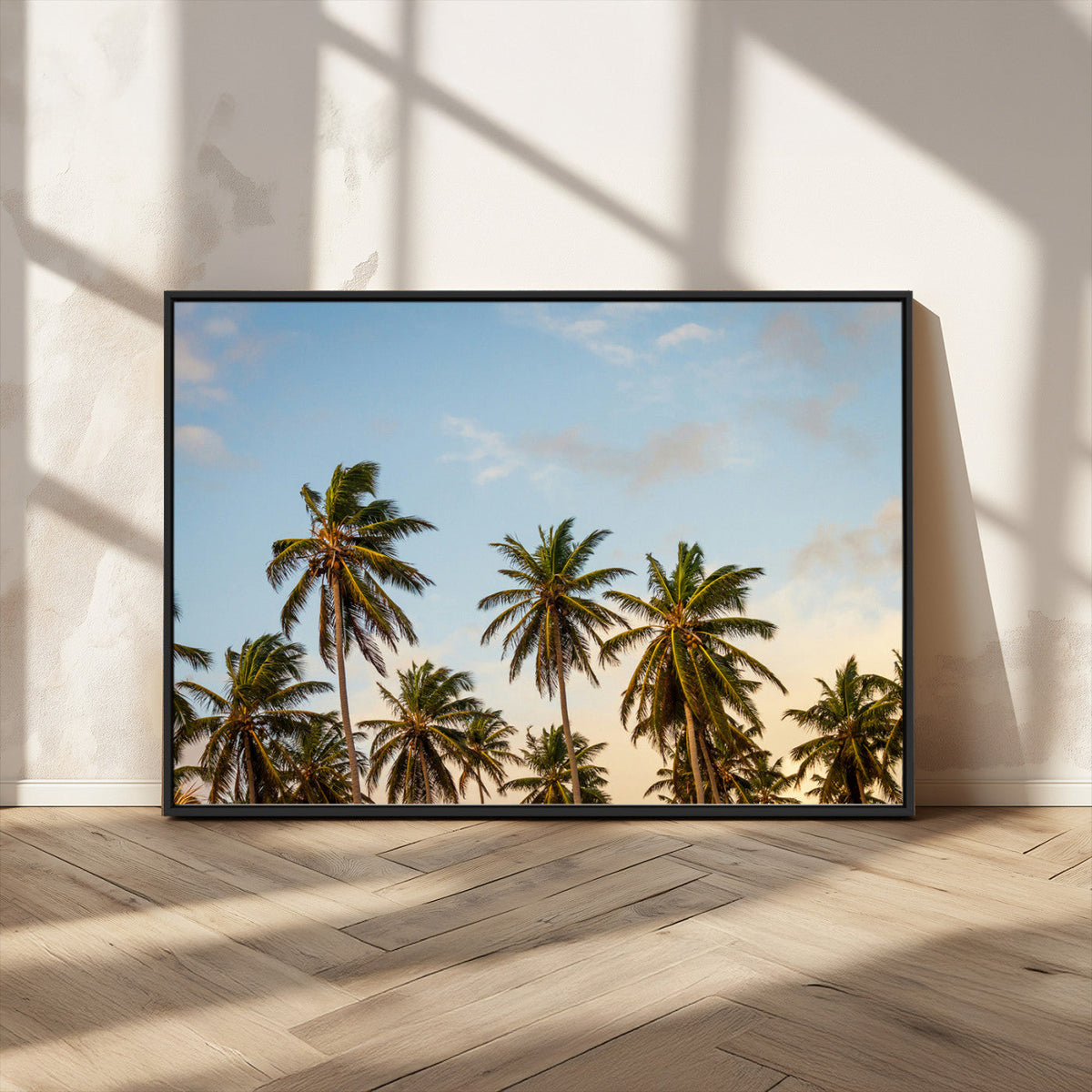 Palms Wall Art Canvas Print, Framed Tropical Coastal Nature Scene