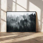 Foggy Forest Wall Art Canvas Print | 3 Panel Large Misty Landscape