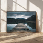Wooden Bridge Near Lake Wall Art Canvas Print