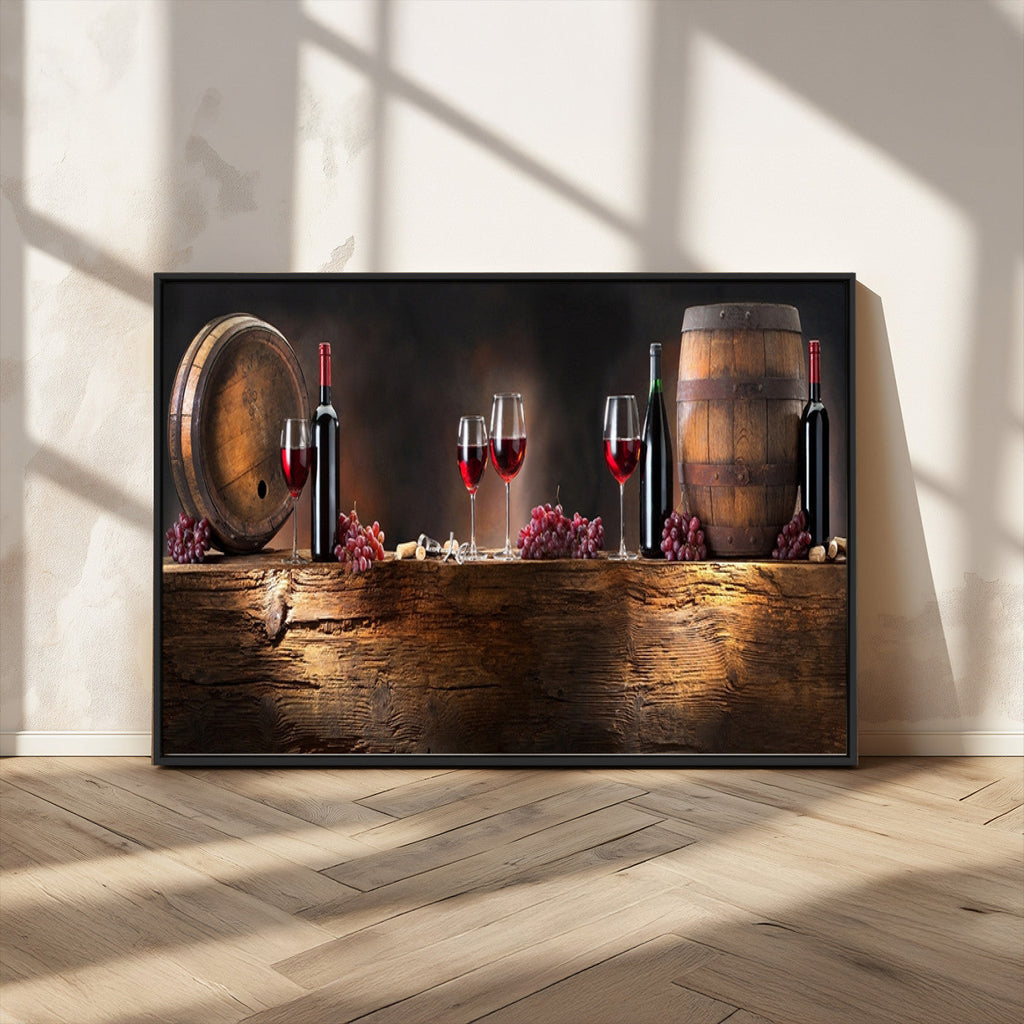 Wine and Barrels Wall Art Canvas Print