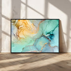 Green Marble Fluid Effect Abstract Canvas Wall Art Print