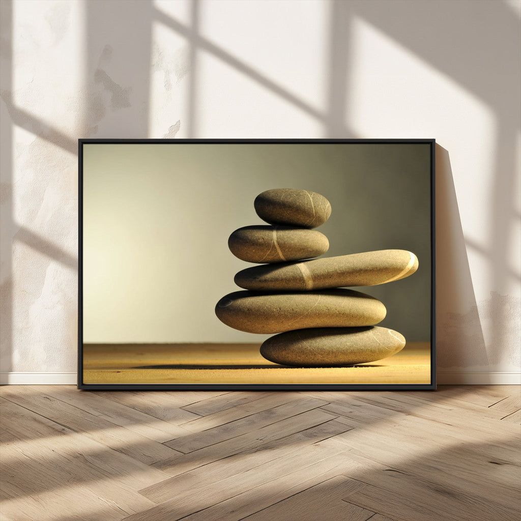 Fluvial Zen Stones Canvas Wall Art Print