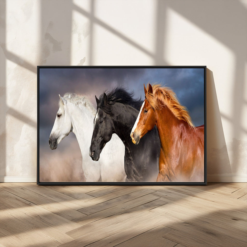 Animal Wall Art Three Horses Farmhouse Art Canvas Print