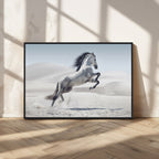 Prancing Horse Desert Large Wall Art Canvas Print, Majestic Horse Animal Artwork