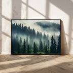 Captivating Misty Forest Wall Art, Foggy and Serene Atmosphere Canvas Print