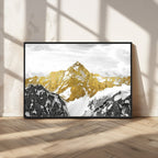 Gold Abstract Mountains Wall Art Print on Canvas, Nature Wall Art Print