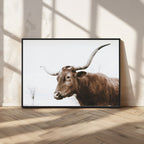 Rustic Bull Wall Art Canvas Print, Modern Longhorn Farmhouse Animal Decor