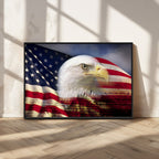 American Flag Eagle Symbol Wall Art Canvas Print, Patriotic American Flag Eagle Wall Art