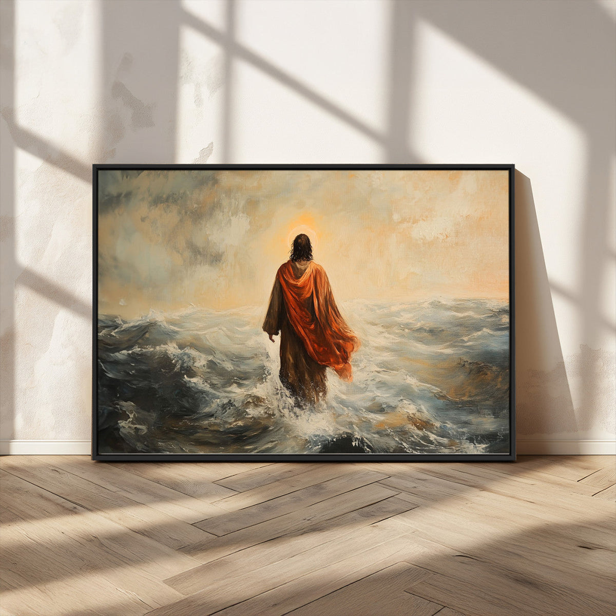 Jesus Walking on Water, Christian Wall Art, Jesus Christ Oil Painting Style Print