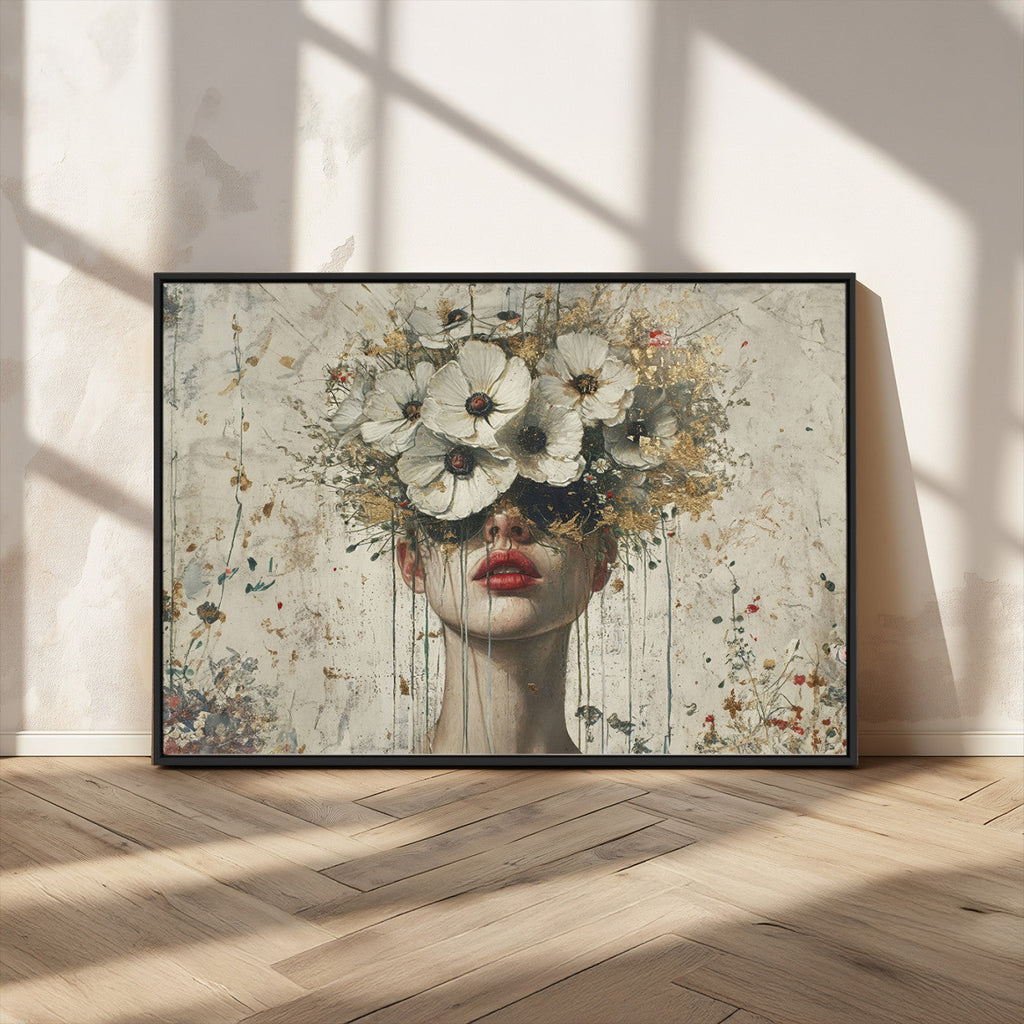 Abstract Floral Women Pastel Wall Art Canvas Print
