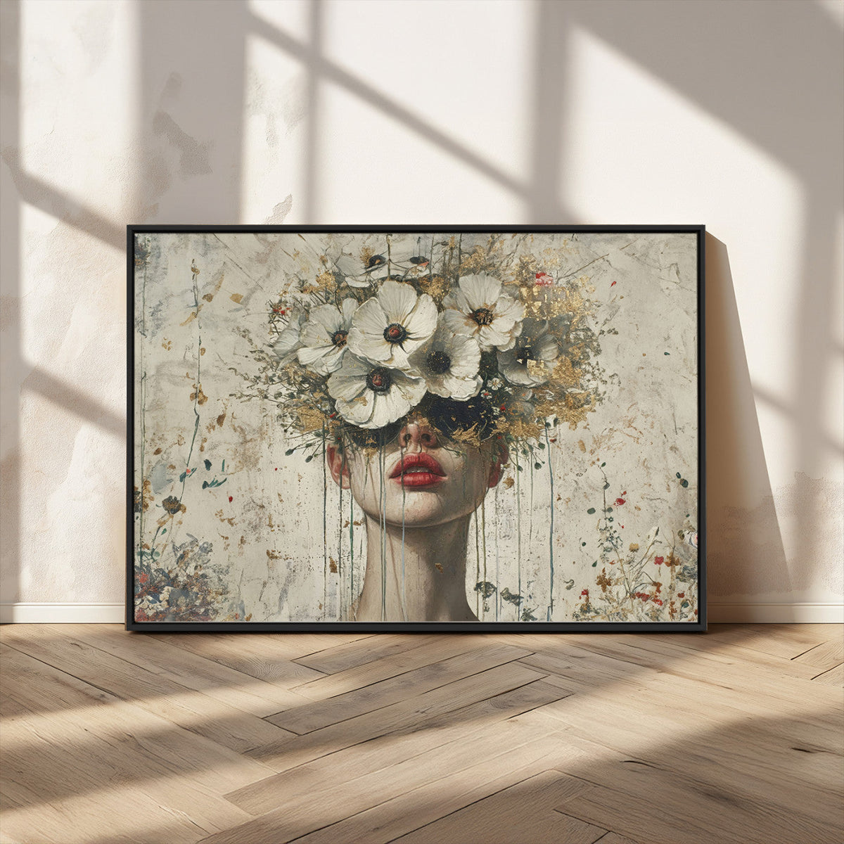 Abstract Floral Women Pastel Wall Art Canvas Print