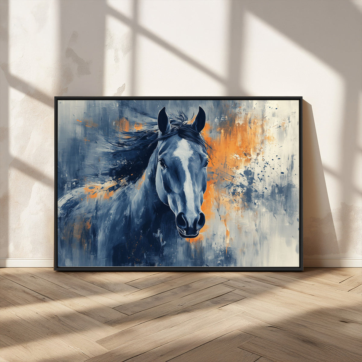 Abstract Blue Horse Wall Art Print Canvas | Western Horse Wall Art for Farmhouse Decor