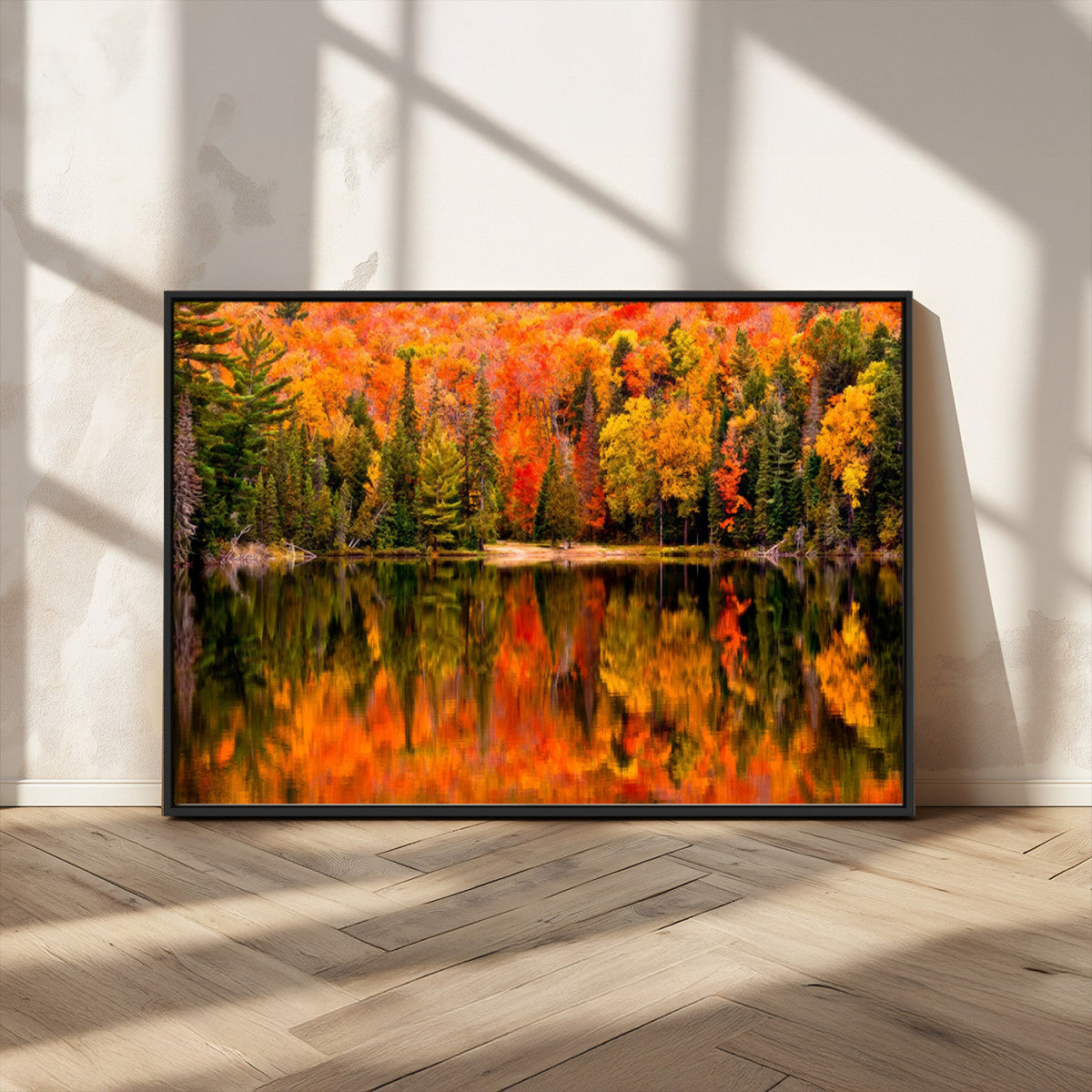 Forest Reflection Art | Autumn Forest Reflection Wall Art | Triptych Canvas Print