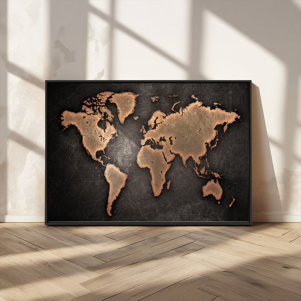 World Map Canvas Print | Framed Travel Map Wall Art for Couples