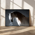 Large Wall Art Cream Colored Horse on Grey Background Canvas