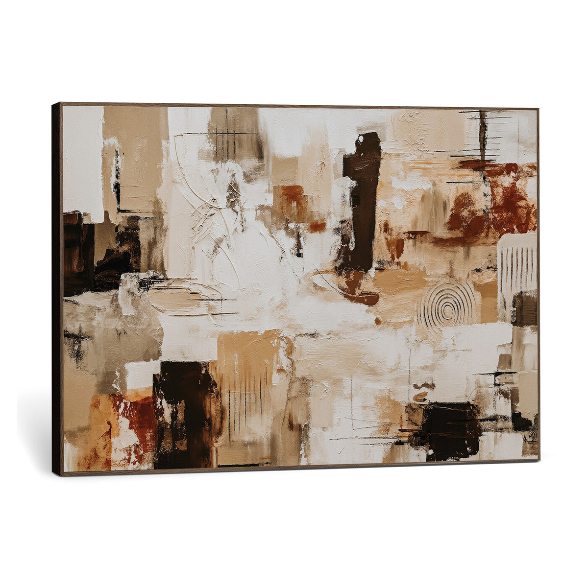 Blue Teal Abstract Canvas Wall Art, Modern Brushstroke Style Print, Navy Orange Contemporary Decor