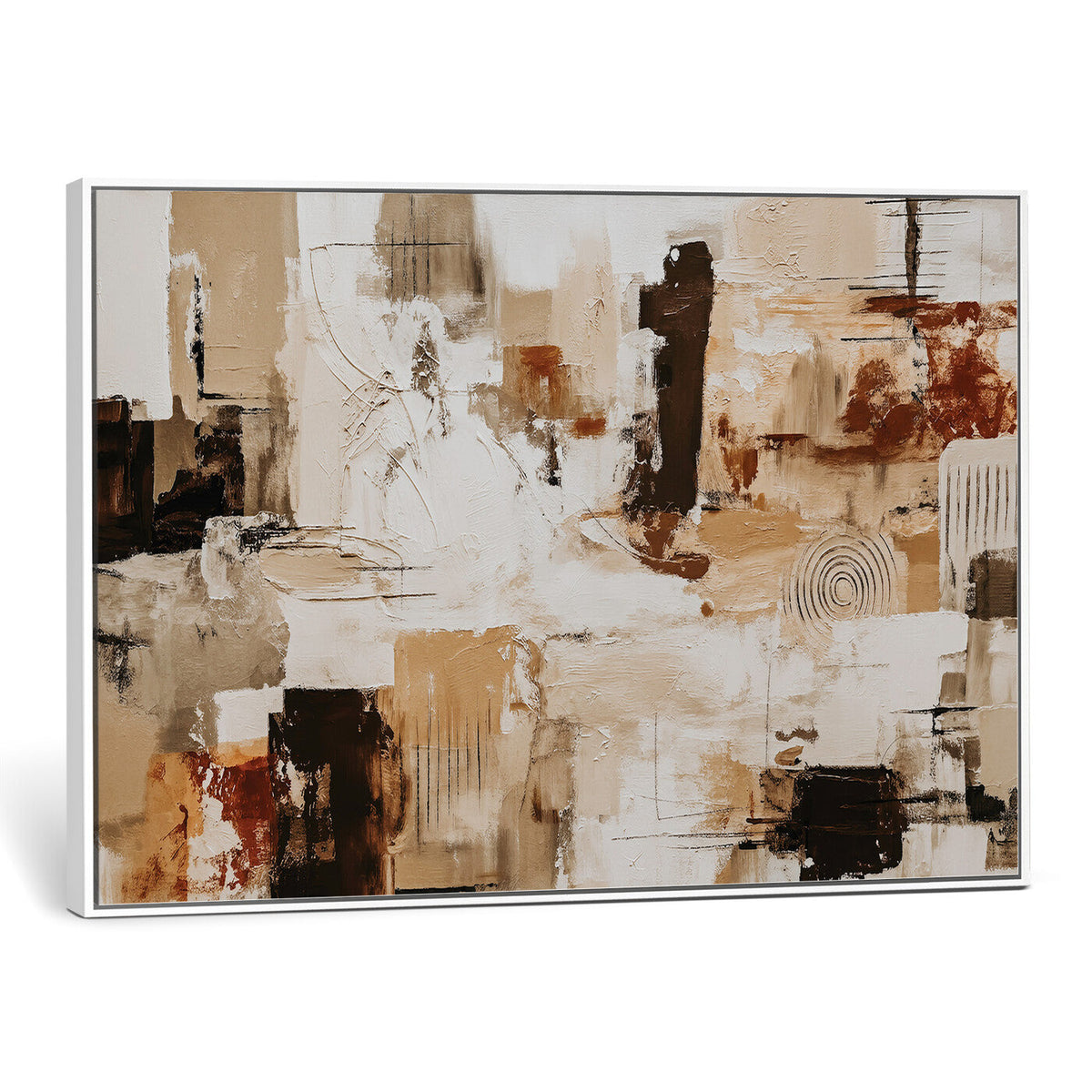 Blue Teal Abstract Canvas Wall Art, Modern Brushstroke Style Print, Navy Orange Contemporary Decor