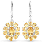 12.24 Carat Genuine Citrine and White Topaz .925 Sterling Silver 3 Piece Jewelry Set (Ring, Earrings, and Pendant w/ Chain)