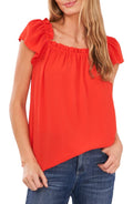 CeCe Square Neck Blouse - Poppy Red