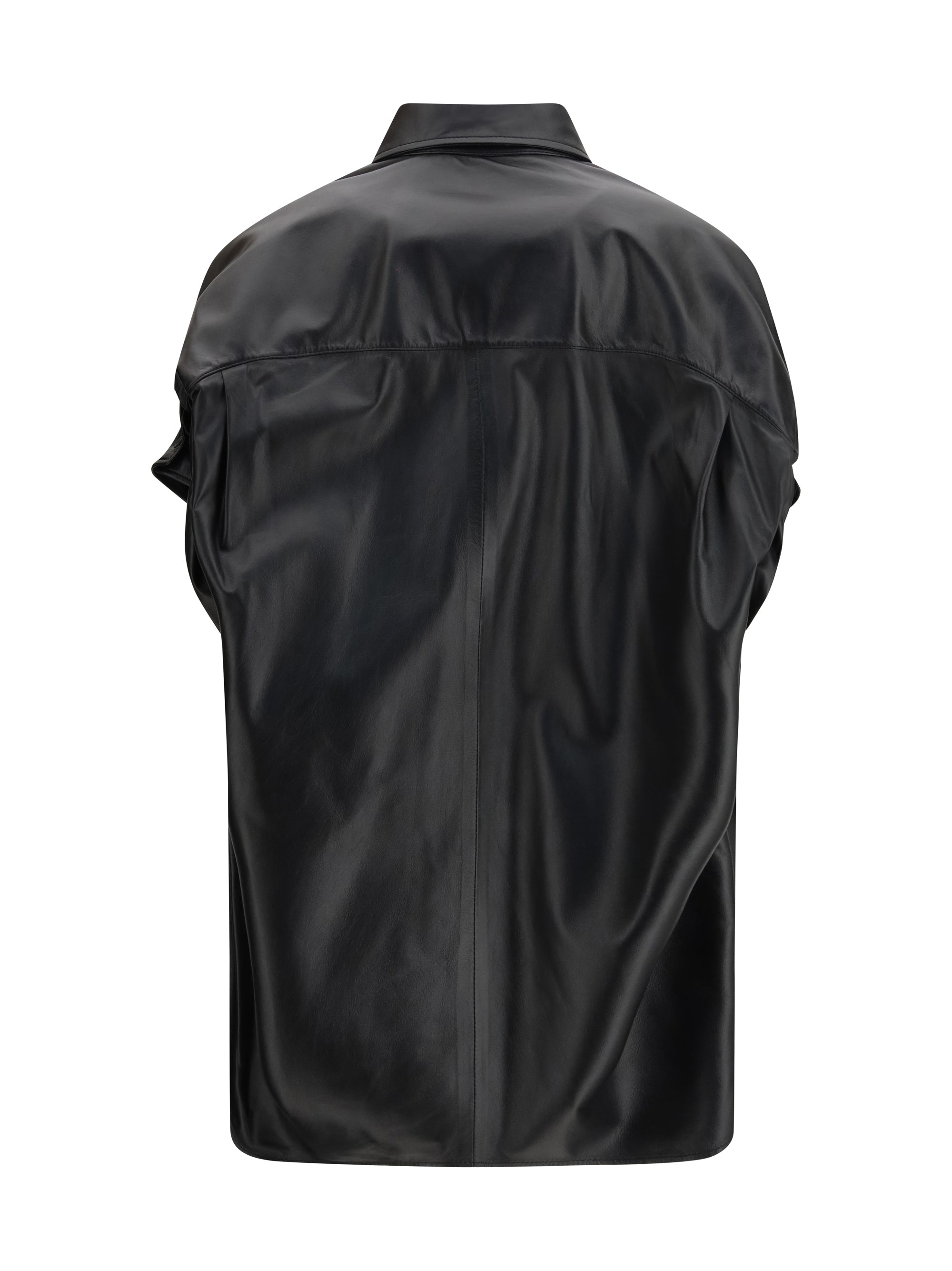 Balenciaga Tucked Sleeves Lambskin Shirt