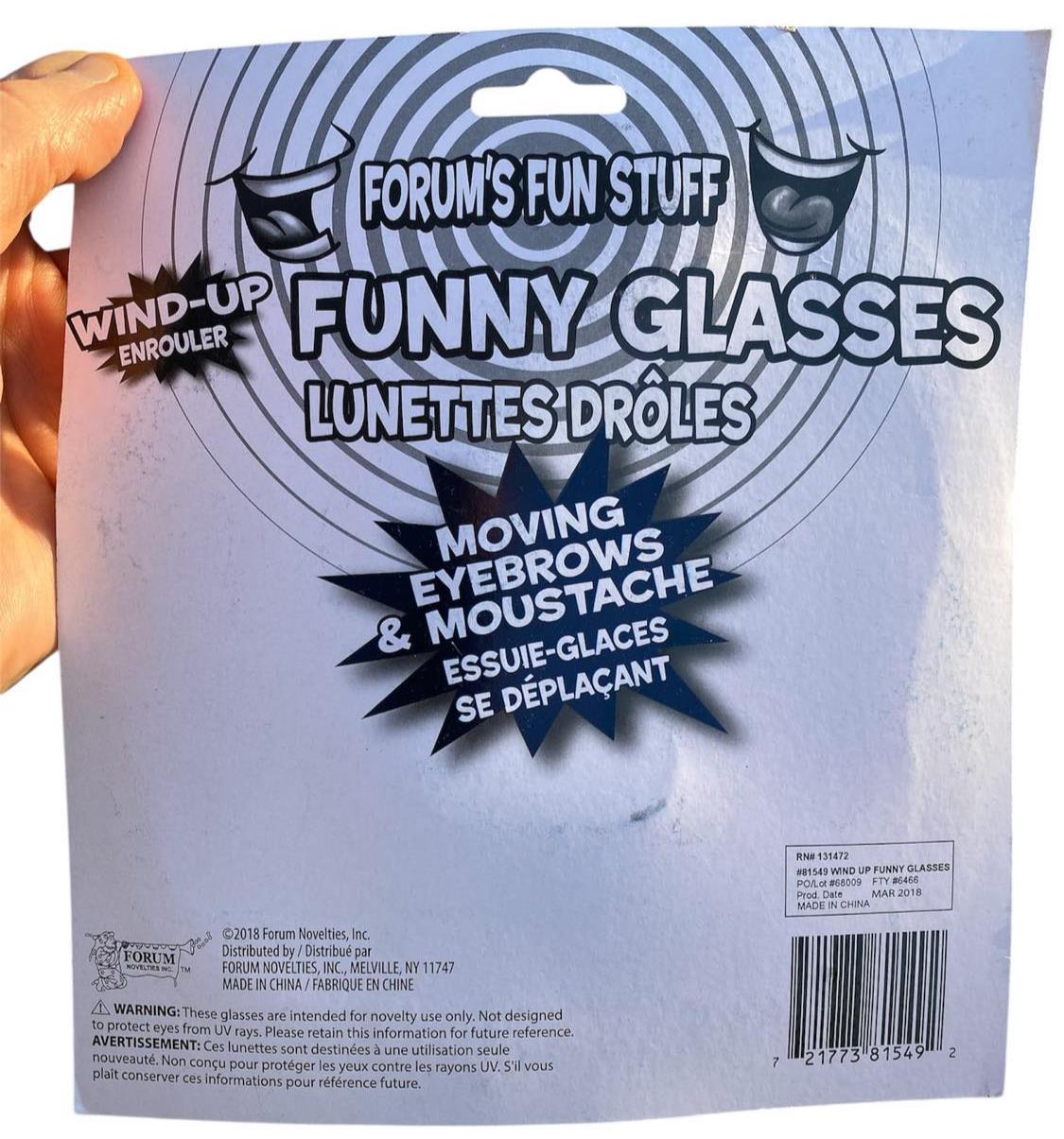 WIND UP EYE GLASSES Moving Eyebrows Mustache Big Nose Joke Funny Costume Gag