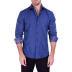 Striped Texture Long Sleeve Button-Up Shirt // Navy