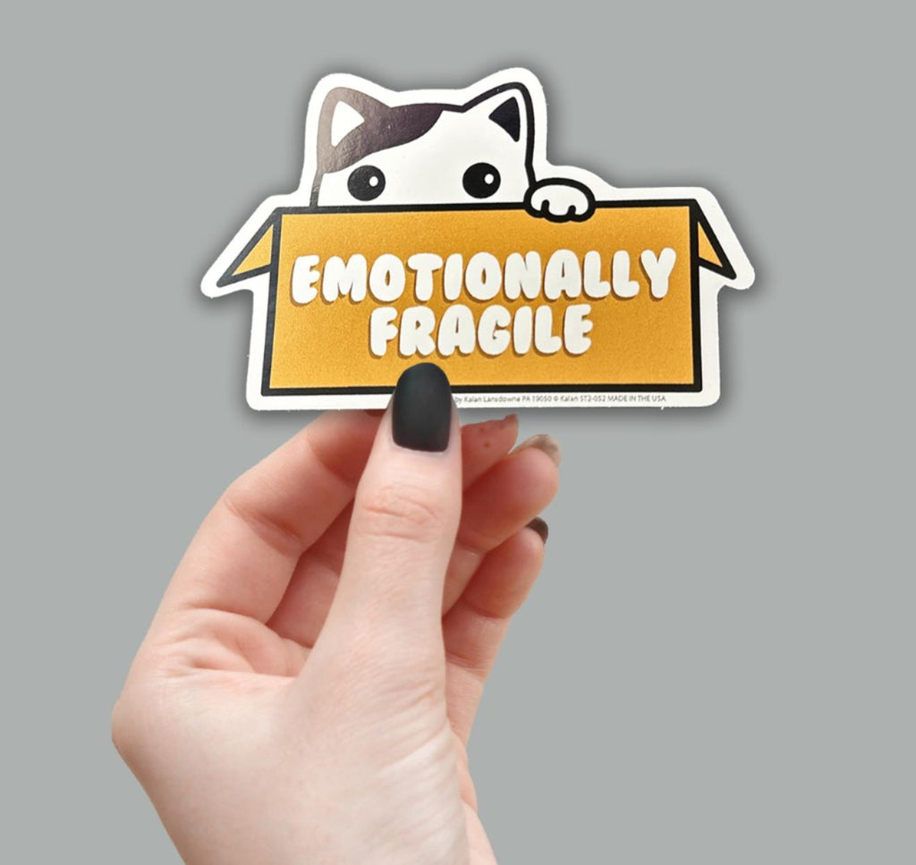 🩹 "Emotionally Fragile" Die-Cut Vinyl Sticker – 4" x 2.5" – Weatherproof & Made in USA